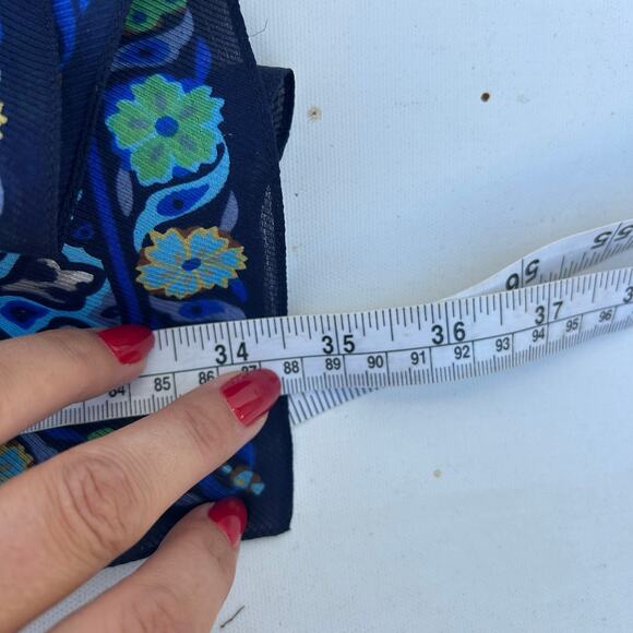 Kenzo Geometric Floral Print Silk Square Scarf Blue Headscarf Wall Art Shawl - Picture 6 of 6